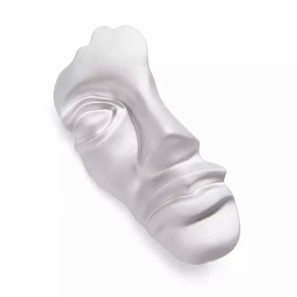 ASYMMETRIC FACE MASK Style- Gold Jewelry Accessories- Women Elegant Bold Brooch - Picture 2 of 3